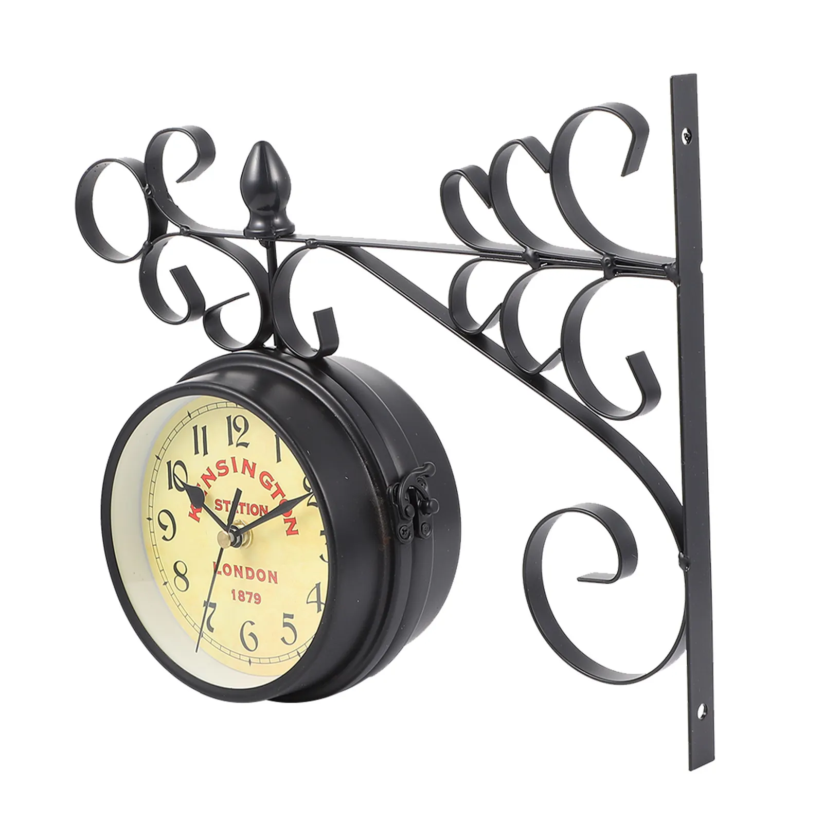 

Retro Wall Clock Double-Sided Silent Decorative Timepiece for Living Room Dining Room Bedroom Study Porch Balcony Decor