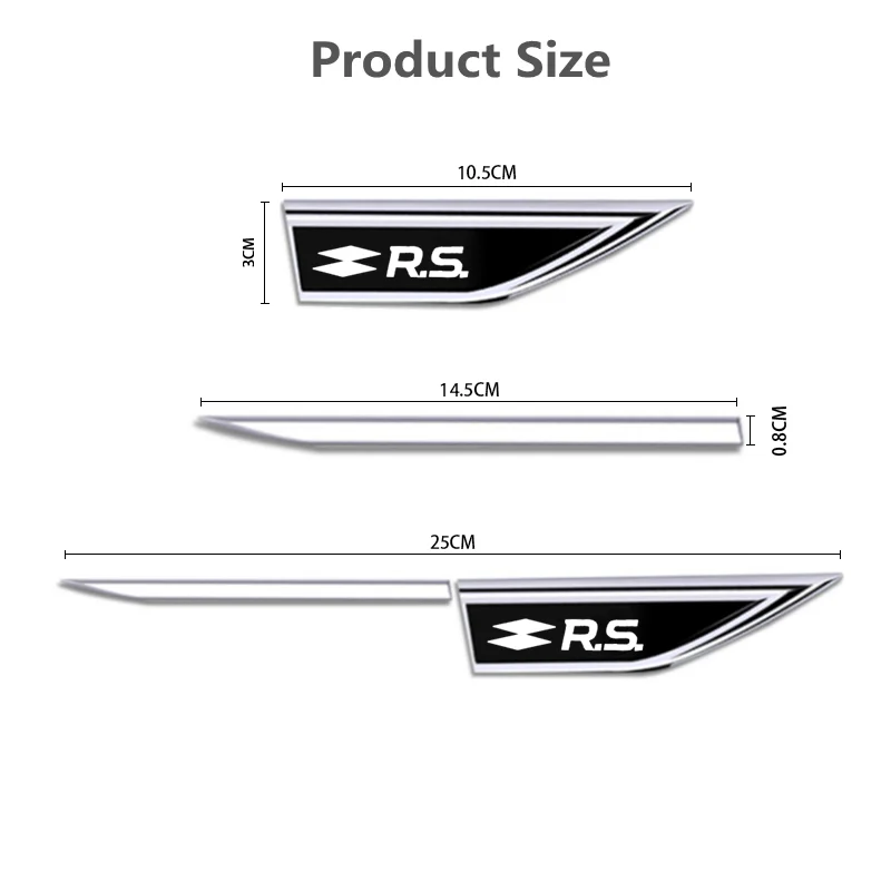 25X3CM Auto Door Fender Side Blade Badge Car Body Sticker For Renault RS Clio Scenic Logan Megane Koleos Sandero Safrane Vel