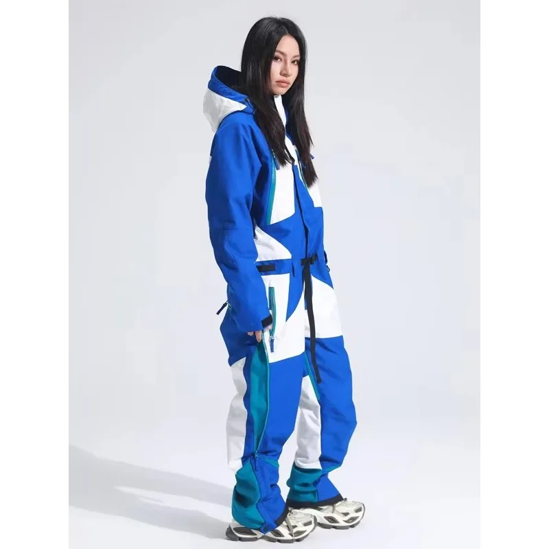 طقم بدلة تزلج احترافية من قطعة واحدة مقاومة للماء من STLF للرجال والنساء معدات رياضية شتوية بغطاء للرأس للتزلج والتزلج على الجليد #5