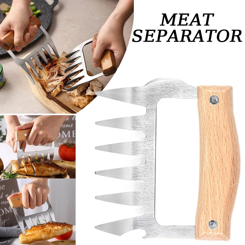 Grill Fleisch Shredder 1/2 stücke Edelstahl Holz Griff BBQ Fleisch Krallen Bär Krallen Grill Gabel BBQ Zubehör Küche werkzeug