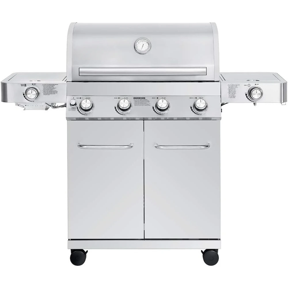 Burner Propane Gas Grills Stainless Steel Cabinet Style with Side & Side Sear Burners, Built-In Thermom and Knob Controls