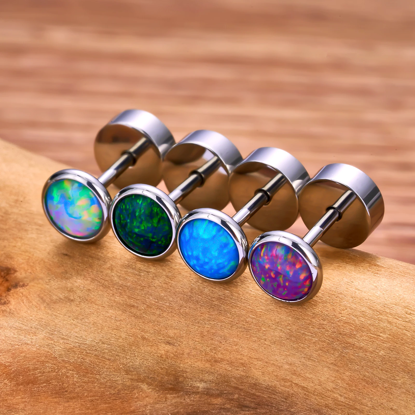 2/20pcs G23 Titanium Opal Labret Rings Lip Piercings Ear Helix Stud Tragus Barbell 20G for Women Ear Cartilage Piercings Jewelry