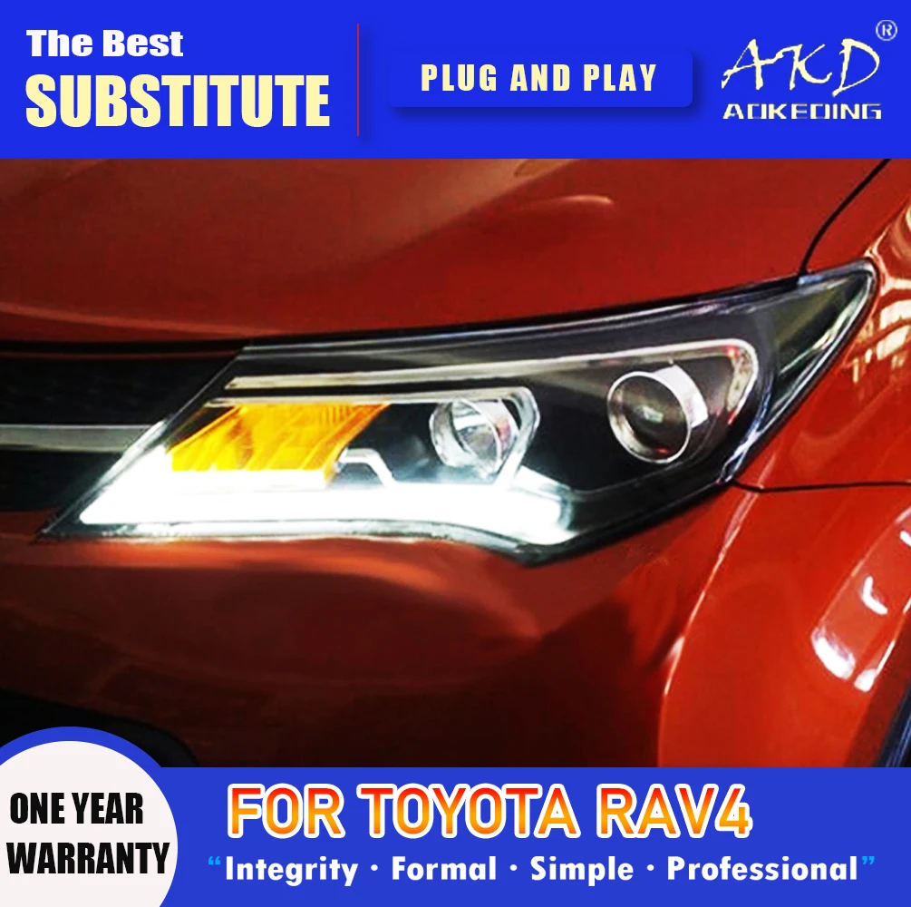 AKD Head Lamp per Toyota RAV4 LED Headlight 2013-2016 fari RAV4 DRL indicatori di direzione High Beam Angel Eye obiettivo del proiettore