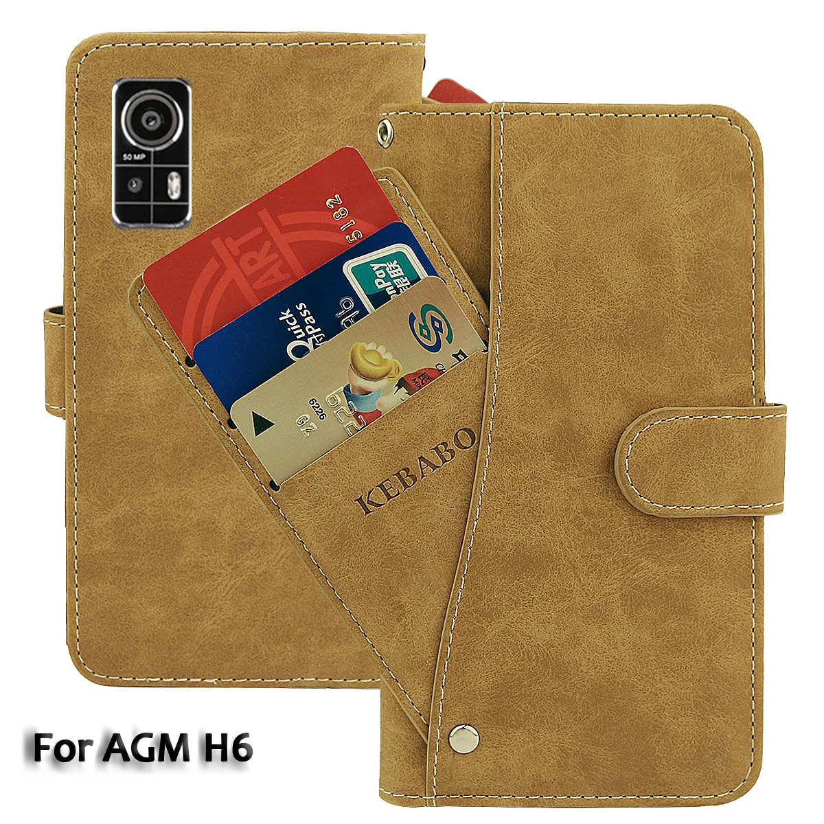 Vintage Leather Wallet AGM H6 Case 6.56\