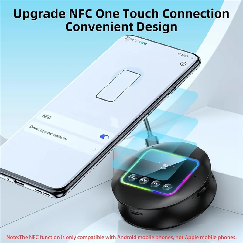 

NFC Bluetooth 5.4 передатчик-приемник, Bluetooth RCA аудио адаптер с RGB подсветкой/AUX/RCA/TF для телевизора/автомобиля/ПК/динамиков-AU47