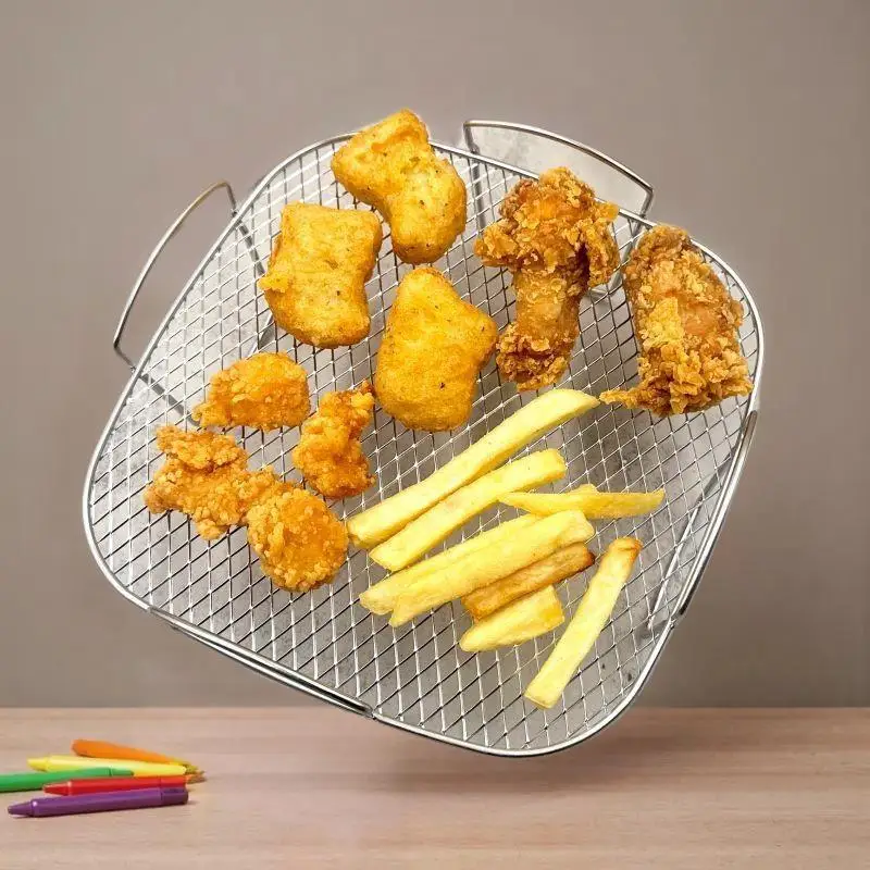 Air fryer stainless steel grill suitable for air fryer oven grill stackable grill kitchen utensils to cook a variety of foods