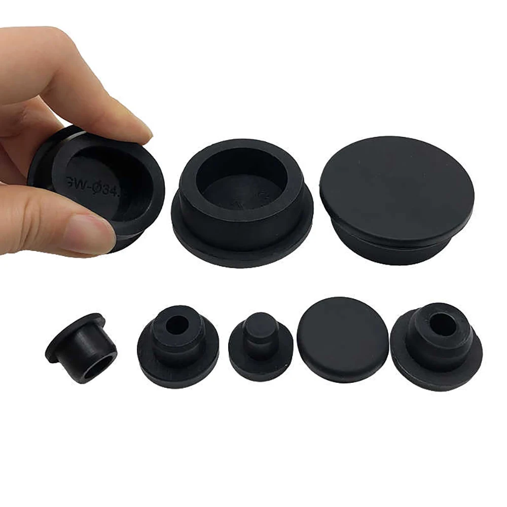 Seal Protector End Cover Dia 6mm-81.3mm Black Silicone Plug Circular Dustproof Sealing Cover Heat-Resistant Silicone Hole Plug