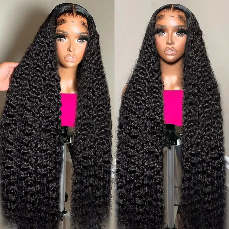 

13x4 Lace Front Wig PrePlucked For Women HD Transparent Deep Wave 30Inch 250 Density Lace Frontal Human Hair Wig