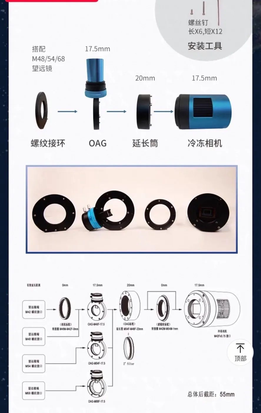 Map OAG off-axis star guide M48/M54/M68 with guide star camera double helix focusing