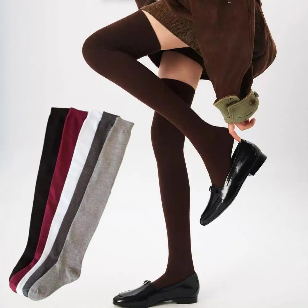 Women Cotton Knee Socks Thigh High Over The Knee Stockings 80cm Thigh Sock Student JK Lolita Socks Warm Knee Super Long Stocking