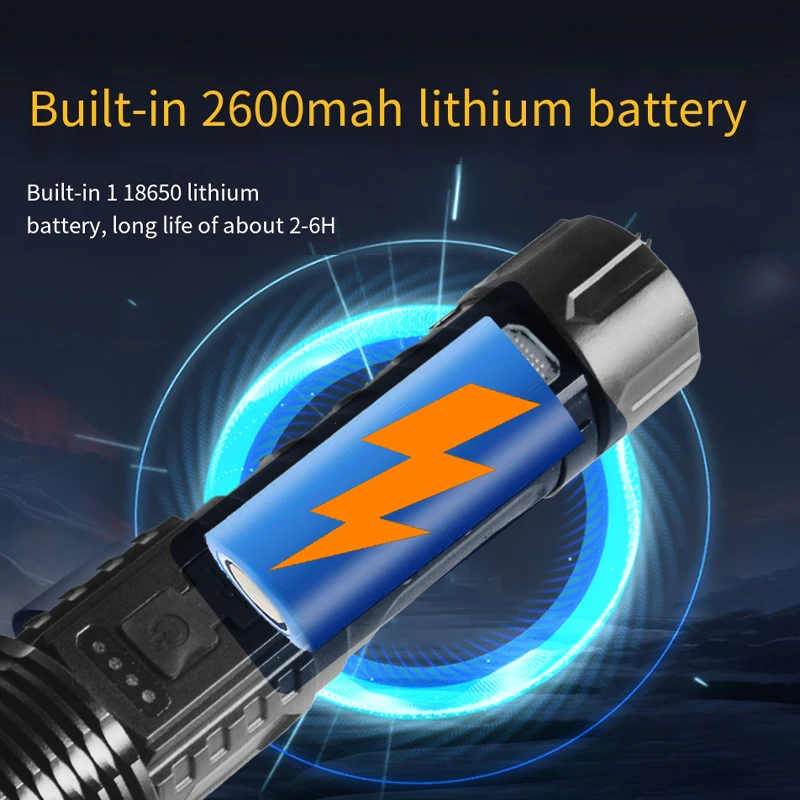 LED light strong light small flashlight USB port rechargeable multi-function zoom function long battery life portable handheld