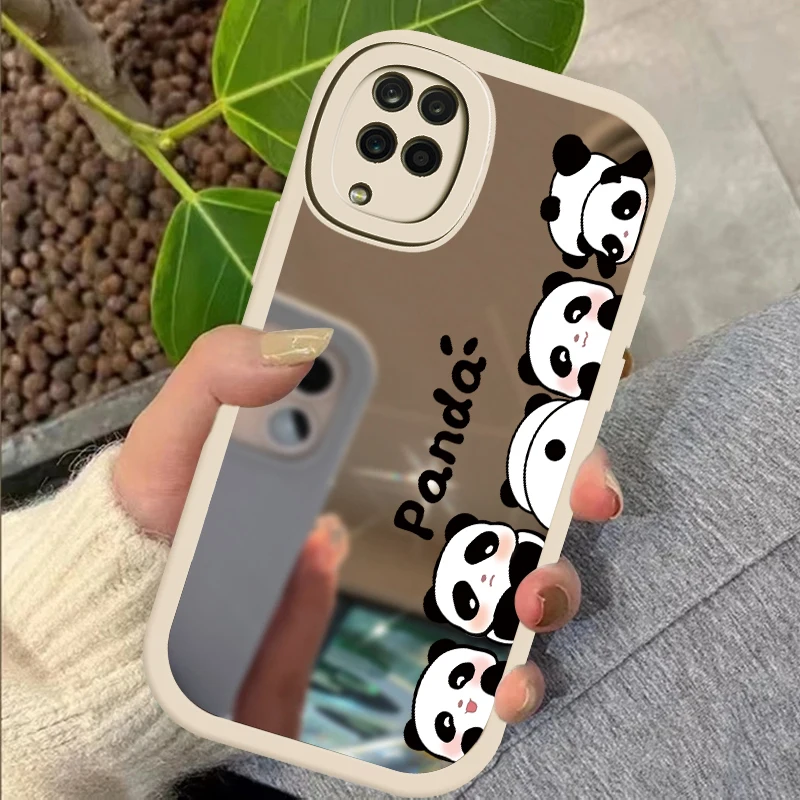 For Samsung A50 A51 Case Soft Silicone Girls Cover For Samsung Galaxy A21S A52 A12 A13 A51 A71 A70 Mirror Panda Phone Case