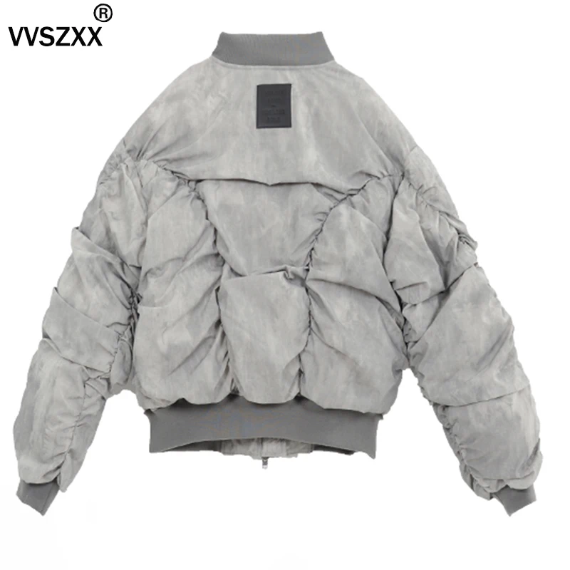 Winter Men Thicken Warm Bread Cotton Jacket Folded Design Loose Profile Cotton Overcoat Male