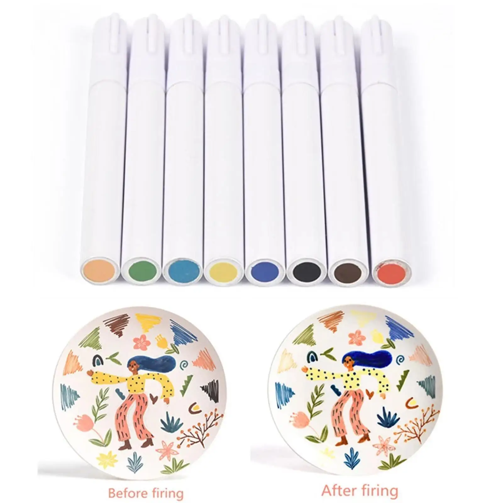 8x Pottery Art Underglaze Marker Permanent Porcelain Paint Colored Pen Glaze Markers Glazed Ceramic Writing Painting Pens