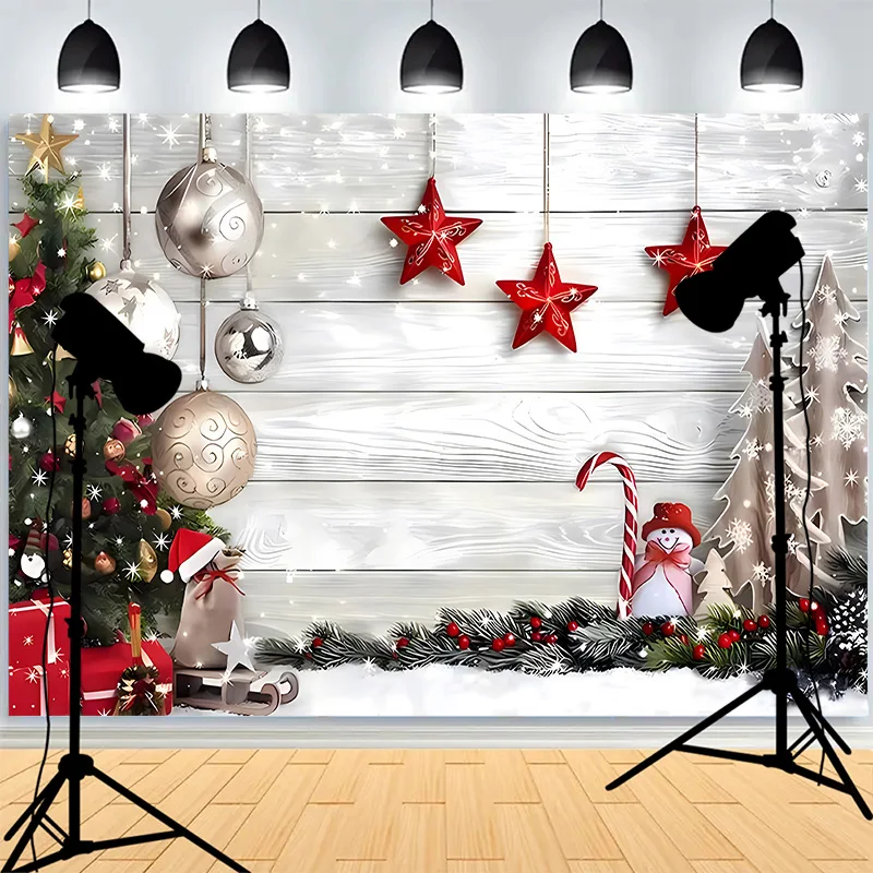 Winter Snow Window Christmas Day Background Fireplace Living Room Decoration Family Party New Year Photography Backdrops AG-03