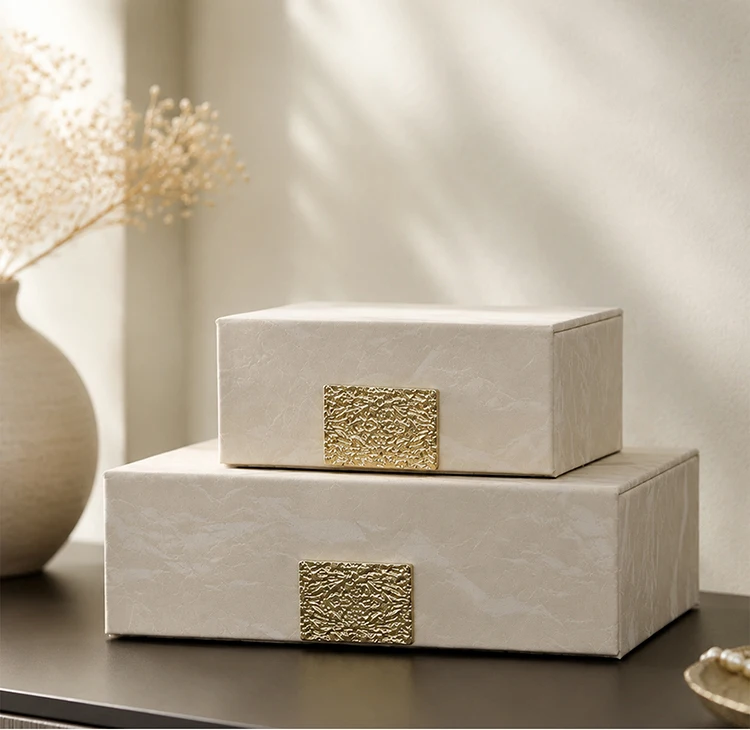 Luxury Jewelry Box Leather Simple Storage Jewelry Boxes Bracelet Necklaces Organizer Box Trinket Packaging Holiday Gift Supplies