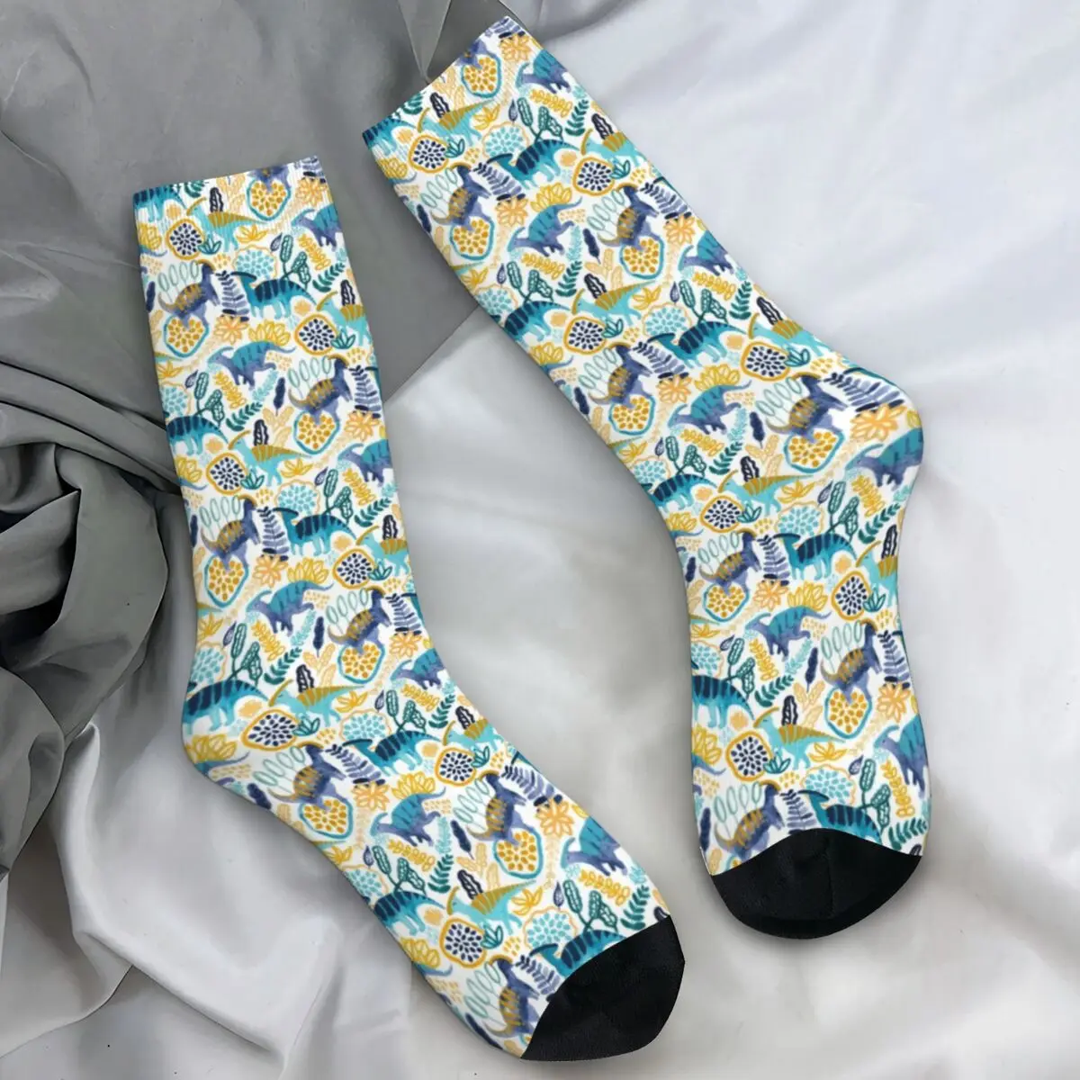 

Красочные носки с динозаврами, осенние милые чулки с животными, забавные мужские дышащие носки для взрослых, дизайнерские носки для скалолазания, против пота