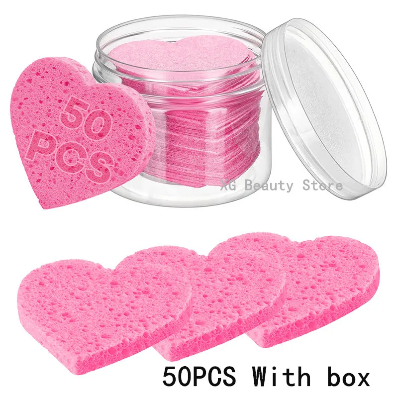 10/50 قطعة نفخة ماكياج مع صندوق قابلة لإعادة الاستخدام إسفنجة الوجه وسادة مضغوطة الطبيعية منصات تنظيف الوجه التقشير للتنظيف