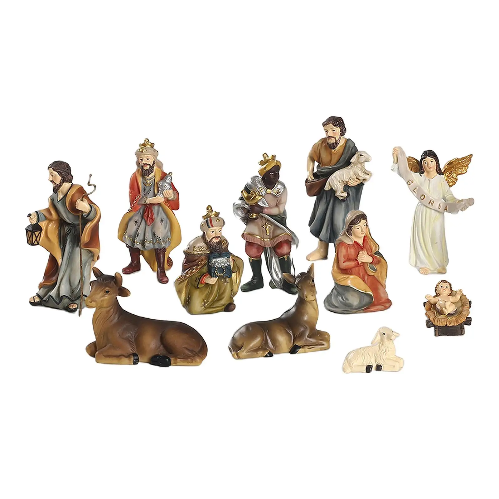 Christmas Figurine Set with 11 Pieces for Nativity Scene , 4 inches