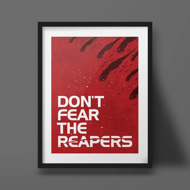 Póster artístico moderno en lienzo de Don't Fear The Reapers, impresiones en lienzo sin marco de Mass Effect para decoración de sala de estar y sala de juegos