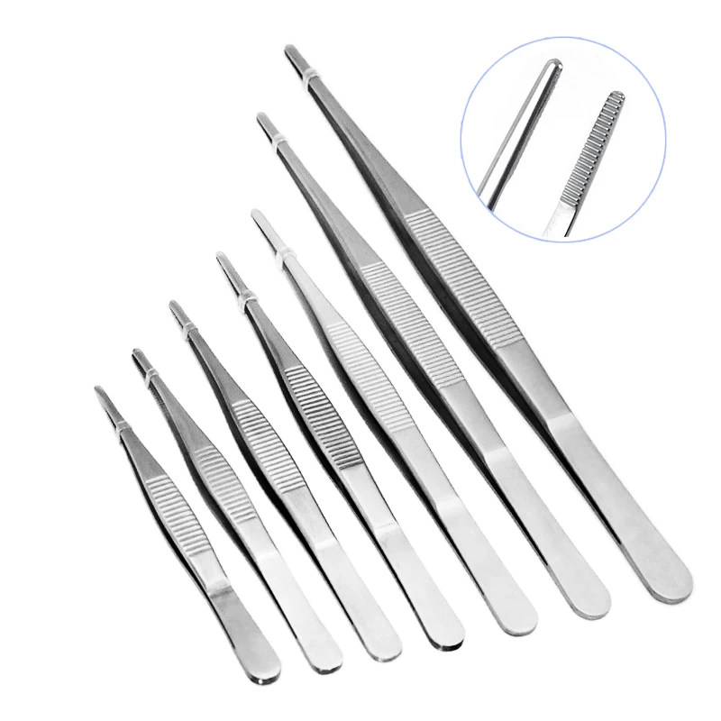 Stainless Non-slip Elbow Eyelash Straight Round Tweezers Aquarium Jewelry Clamp Medical Ear Wax Removal Forceps Pet Feeding Tool