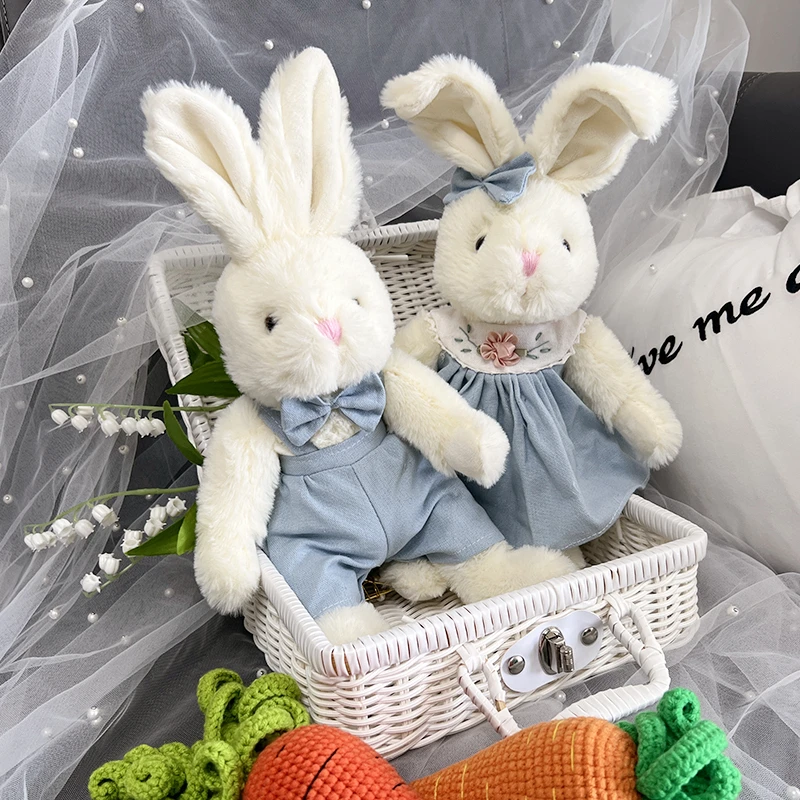 Cute Stuffed Rabbit Plush Toy Bunny with Pastoral dress Kid Doll Birthday Gifts Children Baby Accompany Sleep Toys birthday gift