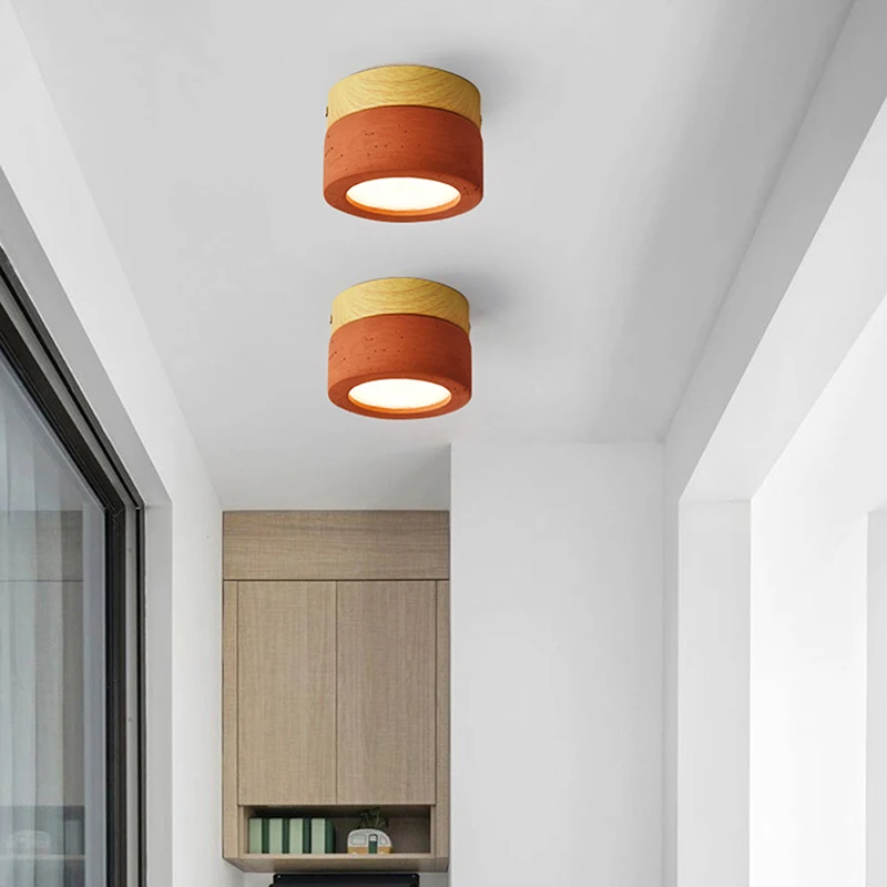 

Small Bedroom Led Ceiling Lamp Retro Style Restaurant Atmosphere Light Natural Stone Circular Balcony Corridor Daily Lighting