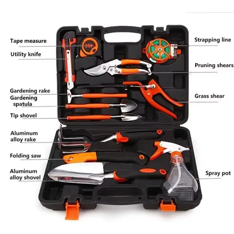 

Аппаратный ручной садовый ящик для инструментов, комбинированный набор инструментов для дома и сада, 13 предметов, набор садовых инструментов - 004
