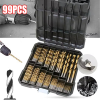 Twist Drill Bit Set Anti-rust Wear Protection Round Shank Titanium Drill Bits Drilling Hole Tools for Metal, Wood Woodwork 99Pcs