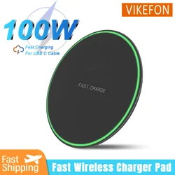 100W Wireless Charger Pad For iPhone 16 15 14 13 Pro XS X XR 8 Induction Type C Fast Charging Pad for Samsung S24/S23/S22 Xiaomi