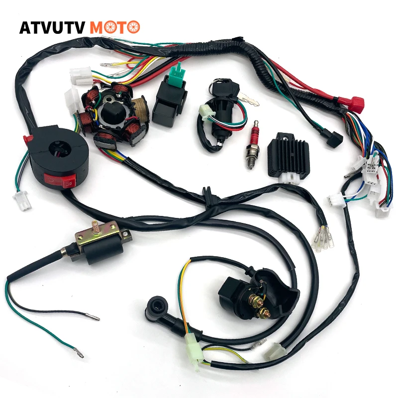 Motocykl Pełna kompletna wiązka przewodów elektrycznych Cdi Stator 6 Cewka Do Atv Quad Pit Bike Buggy Go Kart 50cc 70cc 110cc 125cc