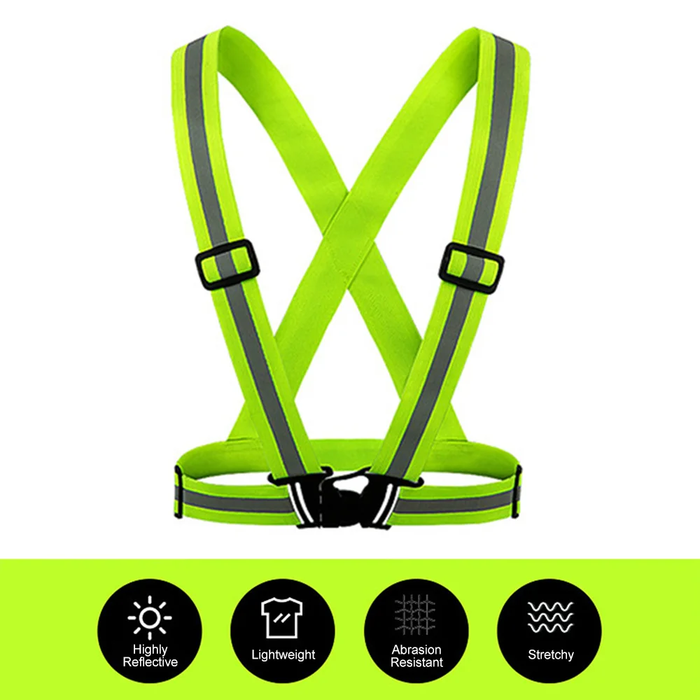 Highlight Reflective Straps Night Running Riding Clothing Vest Adjustable Safety Vest Elastic Band Belt for Adults and Children