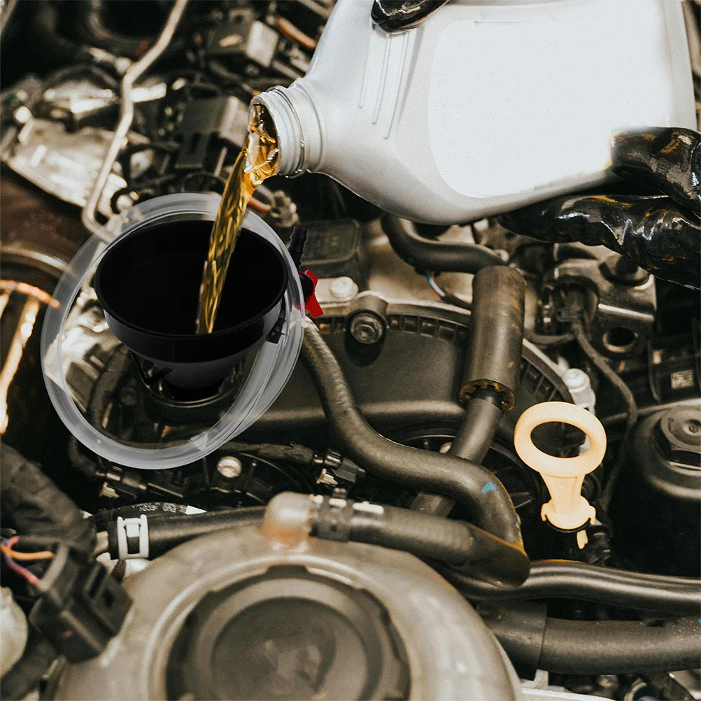 1 مجموعة قمع زيت ممتد مع مفتاح صمام خرطوم مرن طويل واسع الفم لزيت المحرك مبرد الوقود استخدام السيارات رقم #3