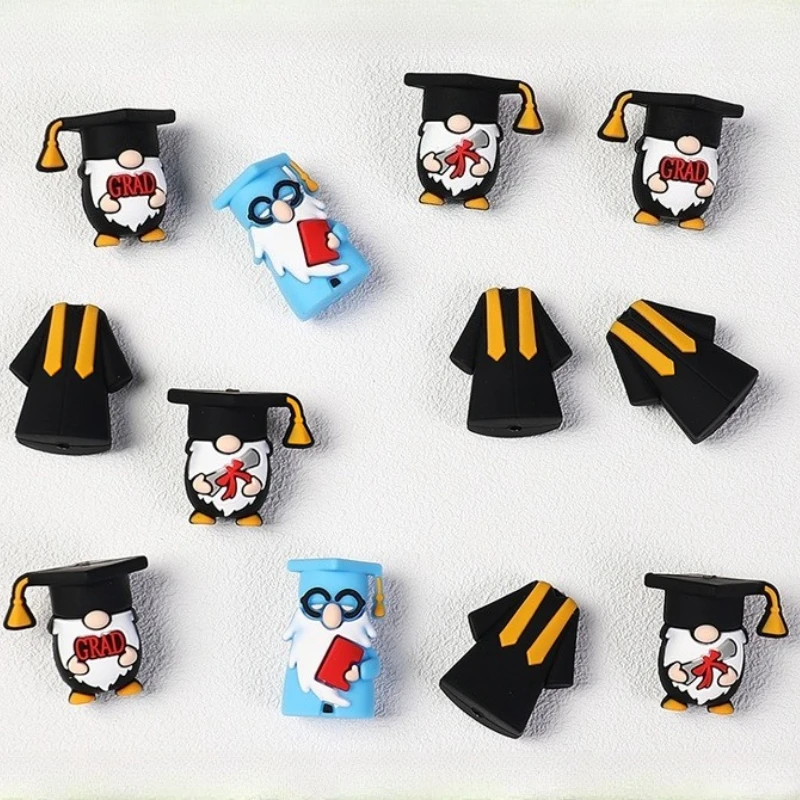 20pcs Graduation Season 3D Silicone Beads Focal beads For Jewelry Making DIY Pacifier Chain Bracelet Necklace Jewelry Accessorie