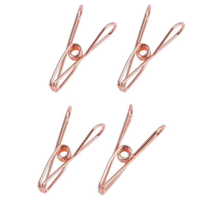 Confezione da 25 piccole clip in metallo color oro rosa - Clip multiuso per stendibiancheria