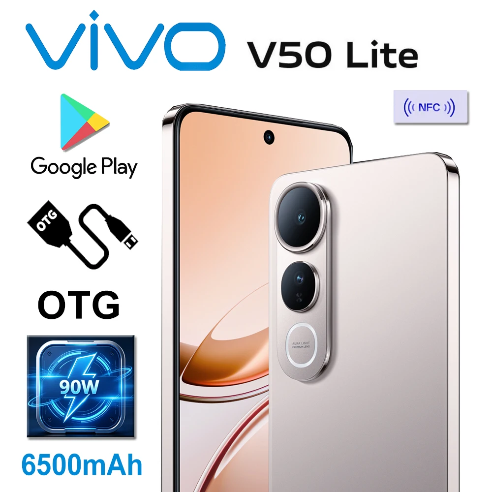 VIVO V50 Lite Original mobile phone 5Gdual sim dual standby 12GB+512GB large memory/support NFC/6500mAh support 90W flash charge
