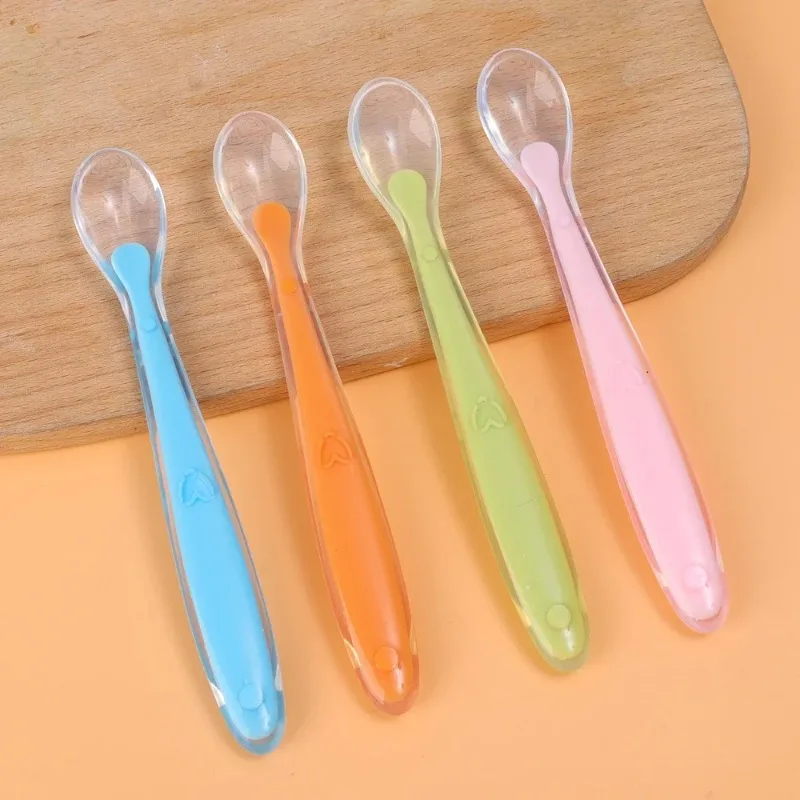 BPA Free Baby Silicone Soft Spoons First Stage Infant Spoons Baby Training Feeding Spoon Toddler Complementary Food Spoon