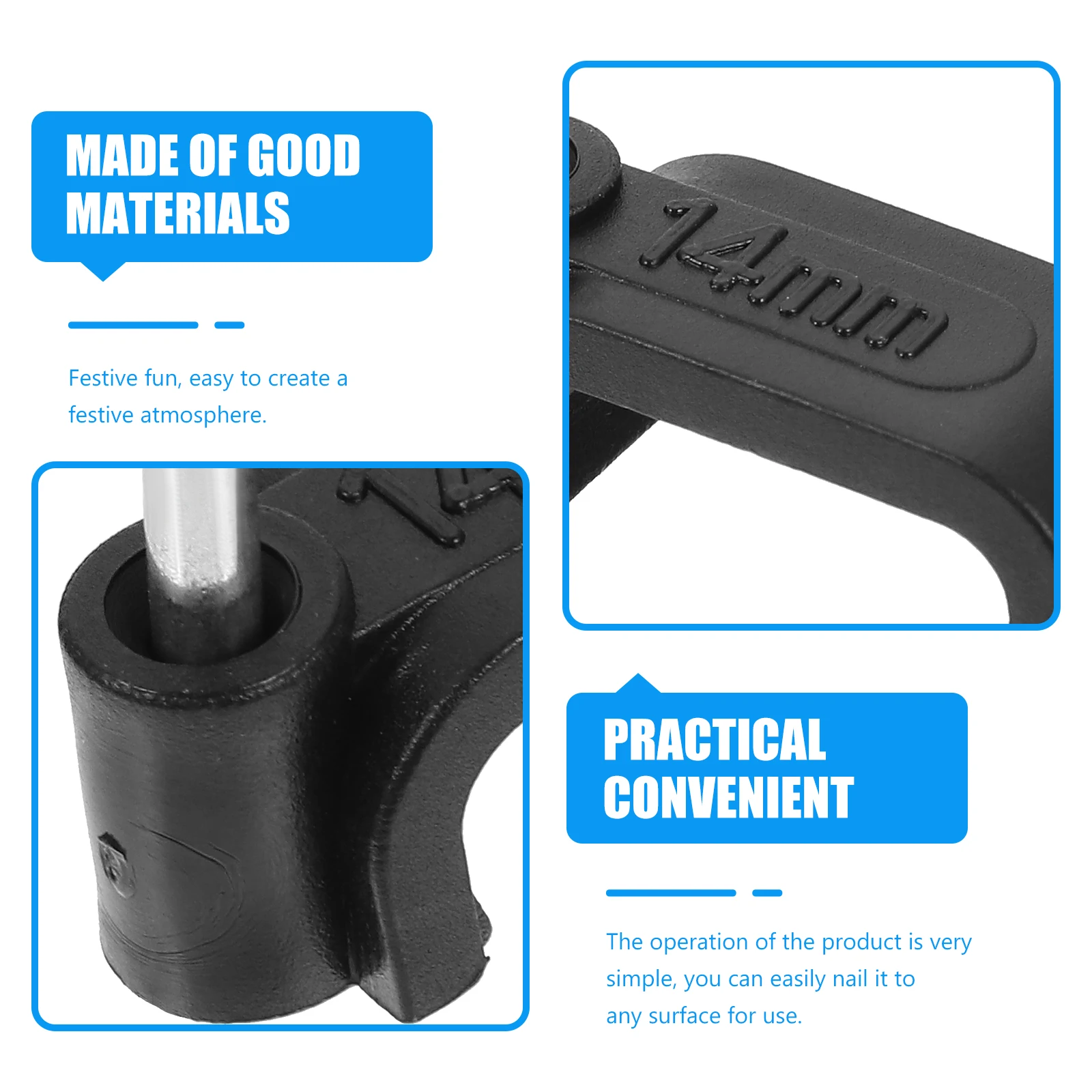 

100Pcs Half Clamps Black J Hooks Nails Durable Pipe Support Wire Fixing Clips Tools Half Clamps Black J Hooks Wire Fixing Tools