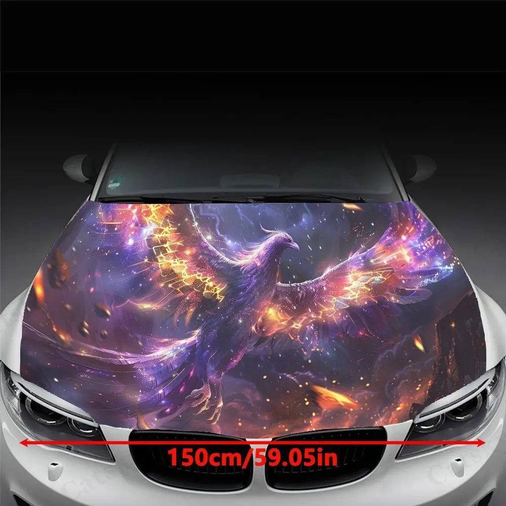 Star - flame Phoenix Print car hood stickers, waterproof self-adhesive, scratch resistant, easy to stick, durable car PVC sticke