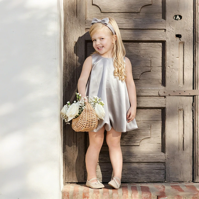 Children Girls Formal Sleeveless Big Bow Princess Dress Birthday Gown Fashion First Birthday Pageant Piano Performance Outfit