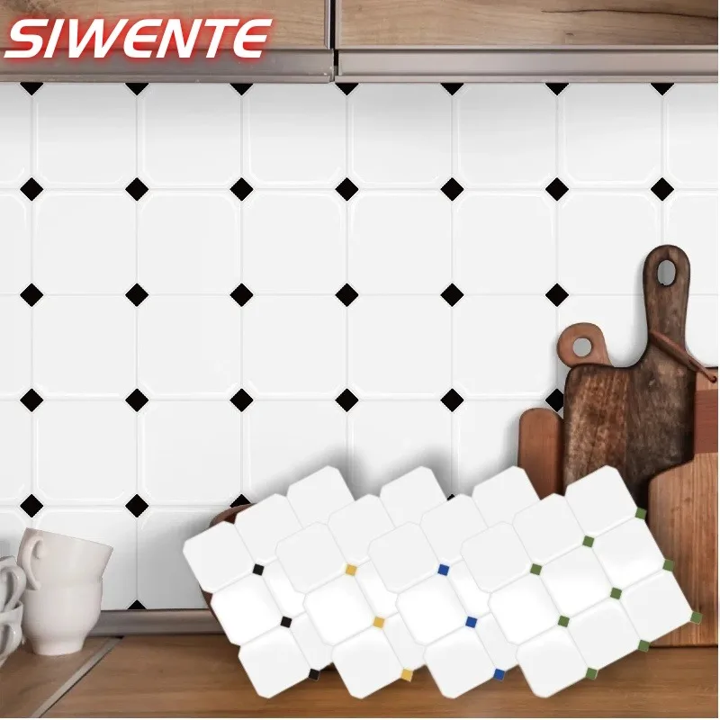 

White Grid Texture Imitation Ceramic Tile Wall Stickers Decorative Bedroom Bathroom Kitchen Backsplash Self-adhesive Wall Papers