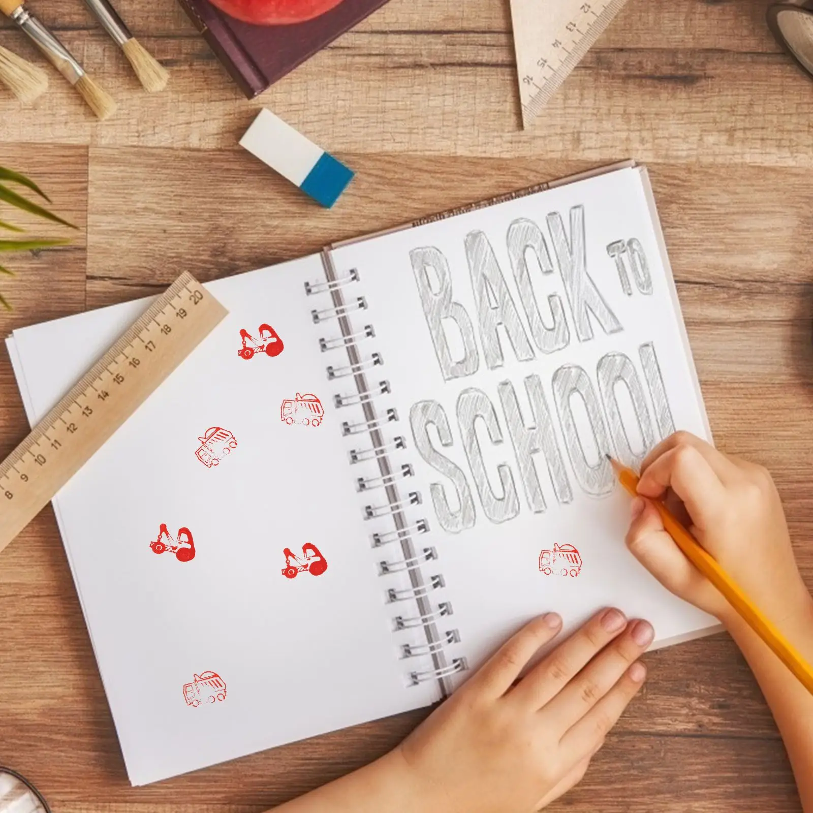 Car Themed Stamp Automatic inking Stamp Popular Children's Magic Seal Sticker Book Toy Circular educational behavior stamp