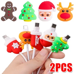 Christmas Cute USB Cable Protector Data Line Cord Protector Protective Case Cable Winder Cover for Apple iPhone Charging Cable