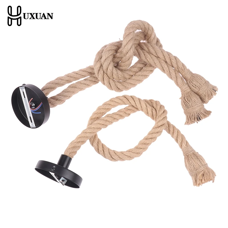 Vintage Hemp Rope Pendant Lights Holder Personality E27 Indoor Lightings Decor For Loft Living Room Bar Hanging Lamp Holder