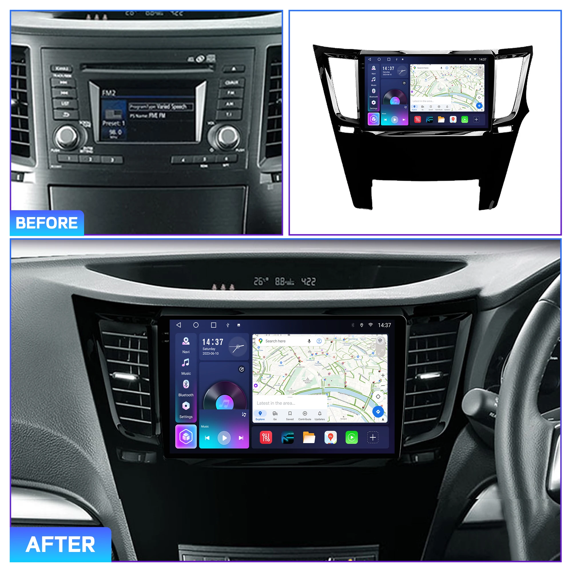 Penhui Android Car DVD Player 2 Din for Subaru Outback 4 Legacy 5 2009 - 2014 RHD Multimedia Screen with DSP, Bluetooth, CarPlay