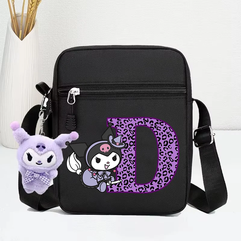 Kuromi Shoulder Bag for Women Anime Letter A-Z Messenger Pouch Girls Travel Portable Handbag Outdoor Sport Wallet Gift Hot Sales