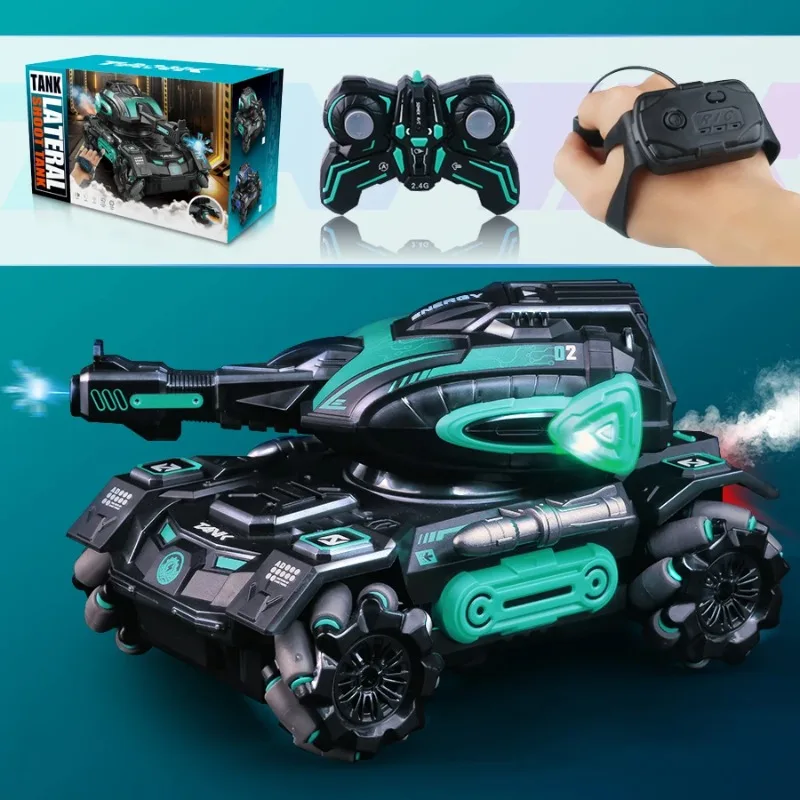 RC Spray Car 2.4G Four-Wheel Stunt Launch Water Polo Tank Car Boy Machine Armour Toy Car Watch Requires Additional Purchase