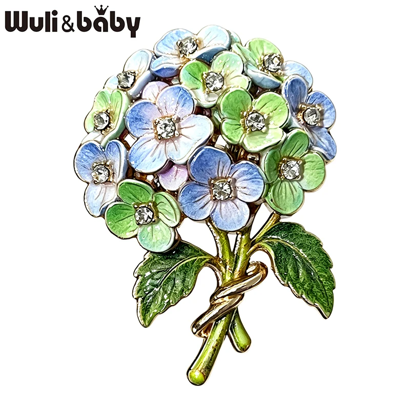 Wuli&baby Pretty Hydrangea Flowers Brooches For Women Unisex 4-color Lilac Floral Plants Office Party Brooch Pins Gifts