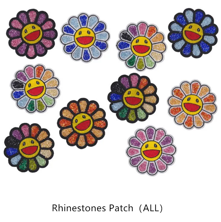

Free shipping new arrival 10 pcs Sun Flowers Rhinestones Embroidered patch Fashion Motif Applique garment hat bag DIY accessory