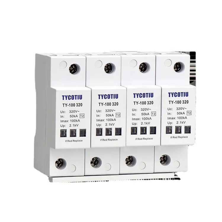 TY6-100 4P  385V 100kA AC  thunder lightning arrester Electrical SPD Outdoor Surge Protector